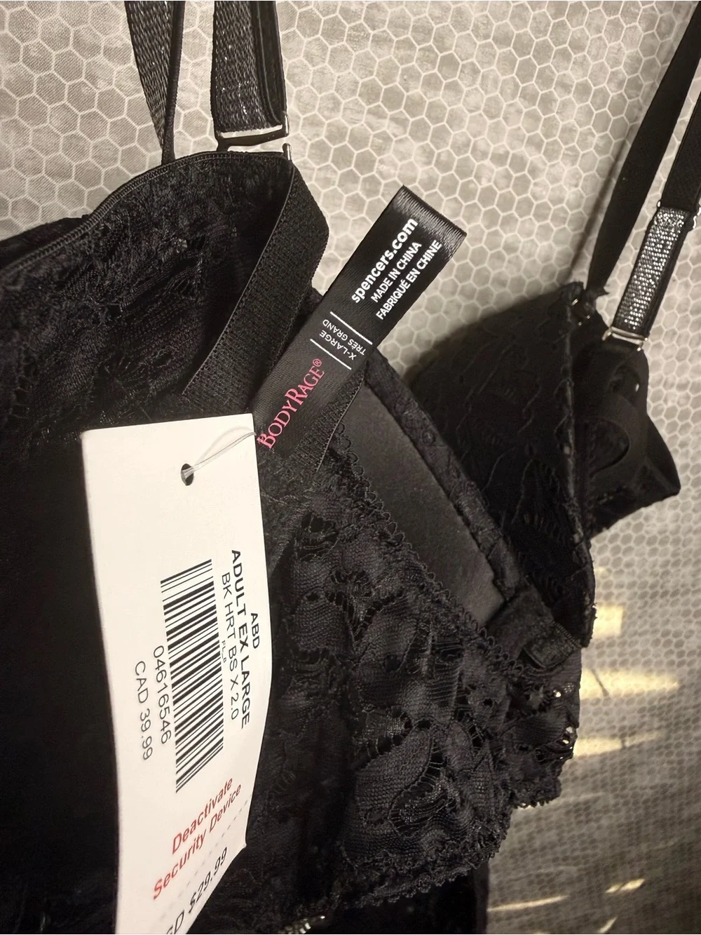 Spencer's BodyRage Black Underwired Semi-Transparent Stretch Bodysuit XL